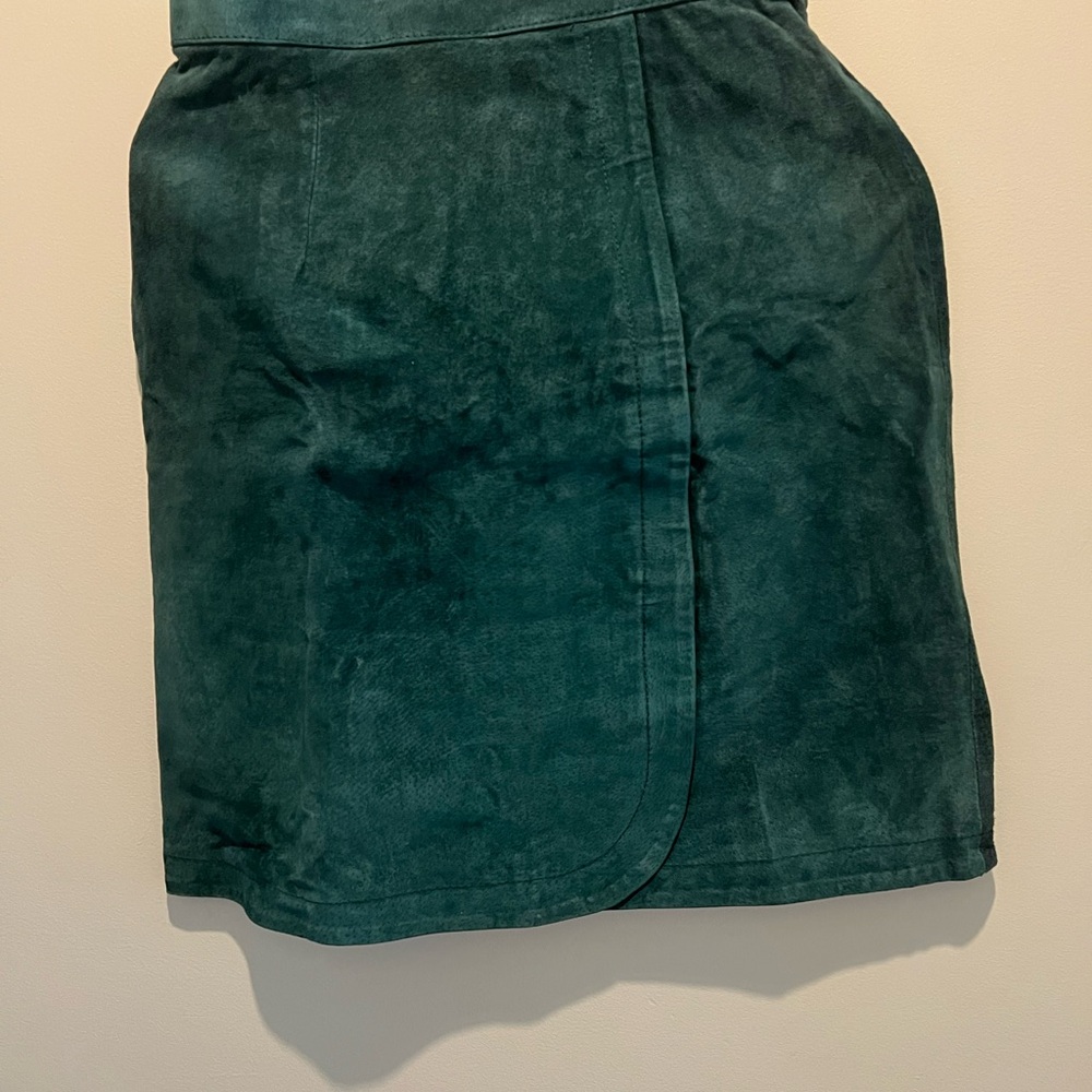 Vintage 90s Green Suede Mini Skirt